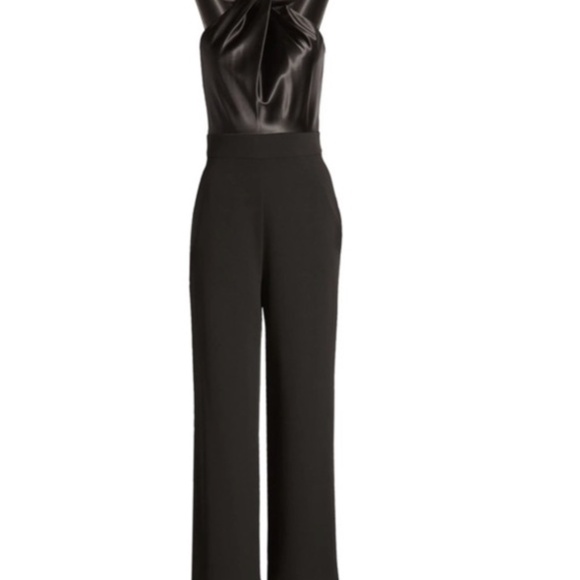 ELIZA J Satin and Crepe  Formal / Semi-Formal Jumpsuit in Black: Sz 4 - Picture 2 of 6